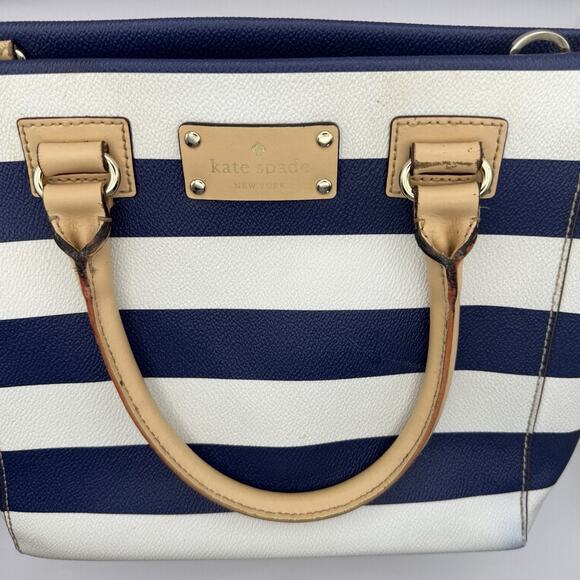 Kate Spade Camryn Wellesley Handbag Striped Navy and Cream - Picture 8 of 9